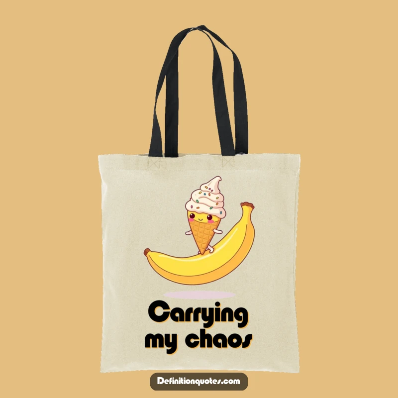 Funny Ice Cream Cone Tote Bag: Sprinkled Character Slipping Grocery Bag Funny Gift