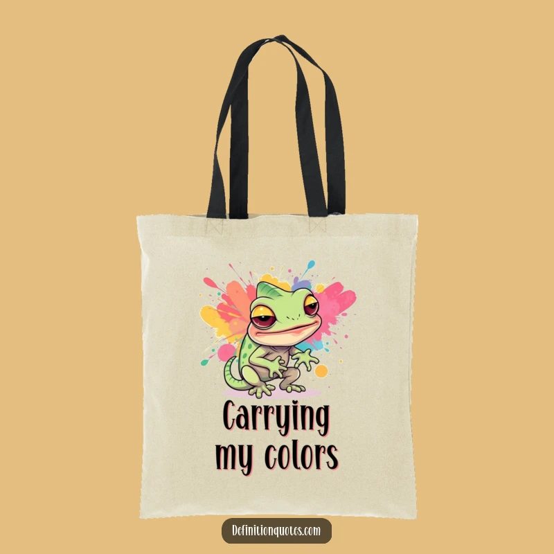 Funny Chameleon Paint Tote Bag: Carry Your Art and Your Humor