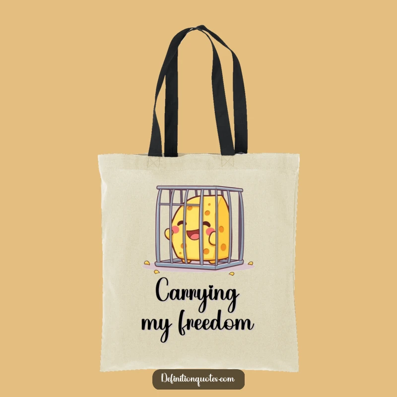 Funny Kawaii Cheese Escape Tote Bag - Hilarious Accessory for Foodies