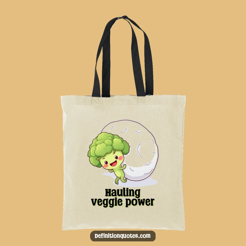 Funny Broccoli Snowball Tote Bag: Optimistic Veggie Carry-All