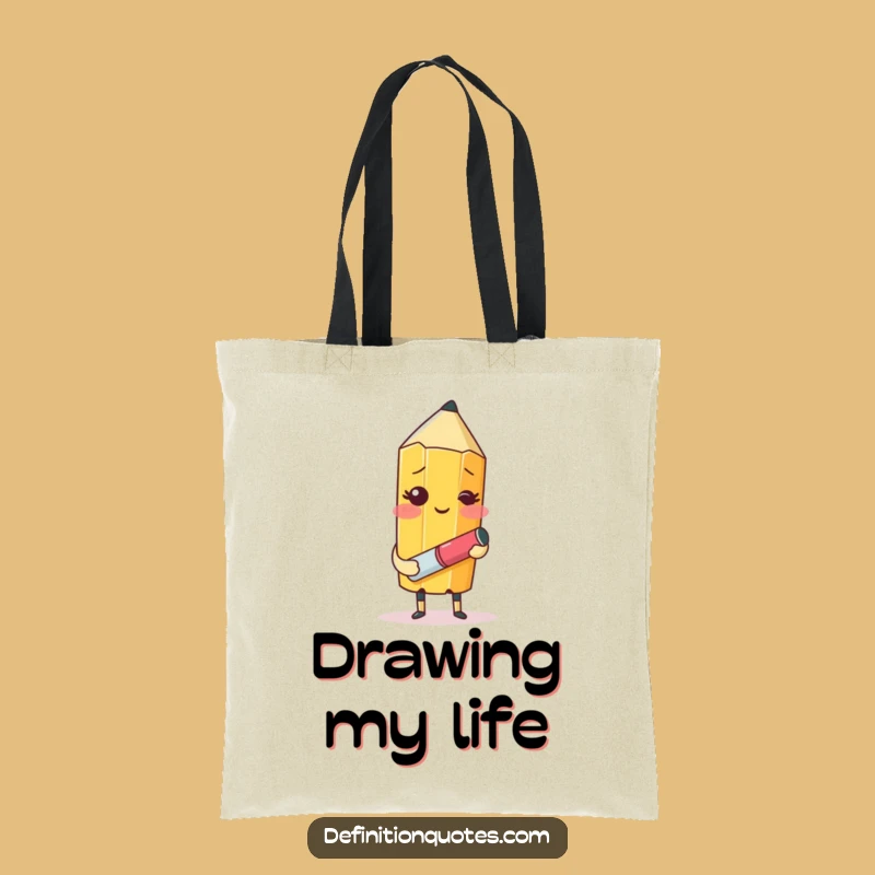 Funny Pencil Self-Portrait Tote Bag: Carry Your Artistic Wit