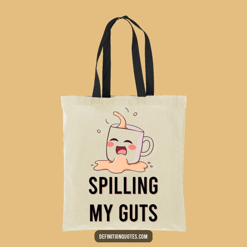 Funny Kawaii Coffee Mug Spill Tote Bag - Hilarious Accessory for Coffee Addicts
